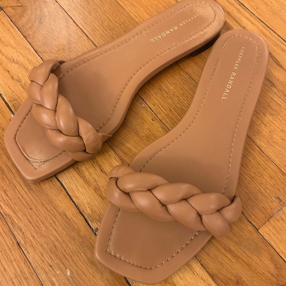 Loeffler Randall Jackson Brown Braided Slide Sandals